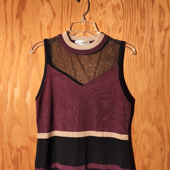 NWOT Say What? Colorblock Sheer Neckline Knit Dress Size Medium - Picture 8 of 9